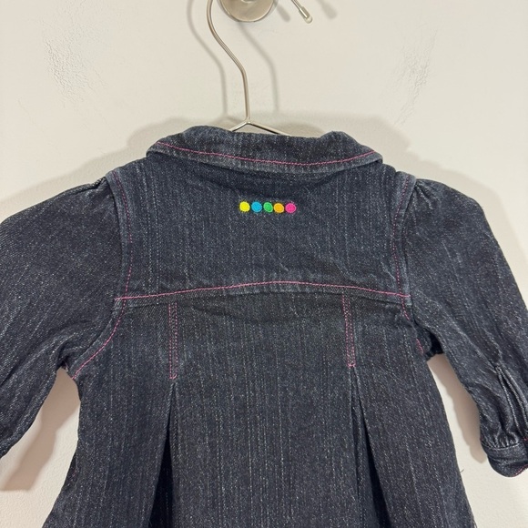Coogi Baby Denim Dress Sz 6-9 Mos Dark Wash Snap Front Jacket Colourful Cute EUC - Picture 7 of 10